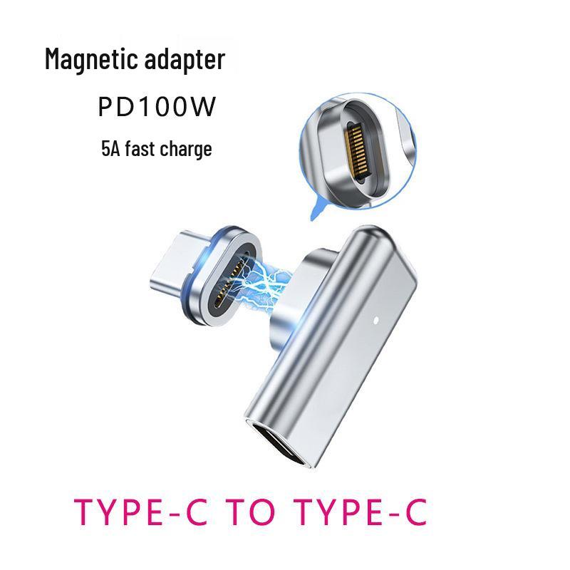 Zinc Alloy Elbow Type-C Magnetic Adapter PD100W Fast Charger & 4K Video Connector for MAC