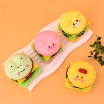 Kreslená mačkací hračka Roztomilé zvířátko Hamburger Hračka pro úlevu od stresu DIY Stohovací jídlo Mačkací hračka Dárky pro kluky a holky