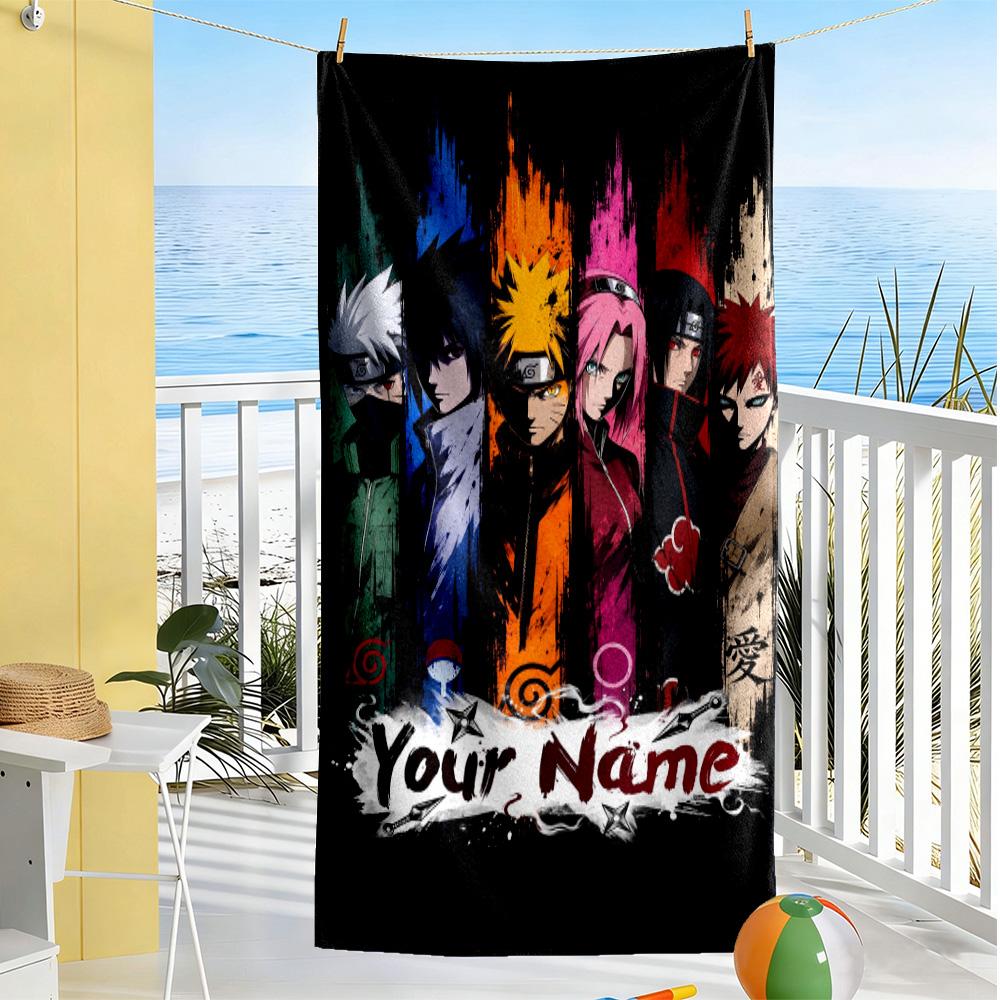 Naruto Character Customizable Name Beach Towel High Absorbency & Quick-Dry Portable for SwimmingBeachCamping Travel Beach AccessoriesGym