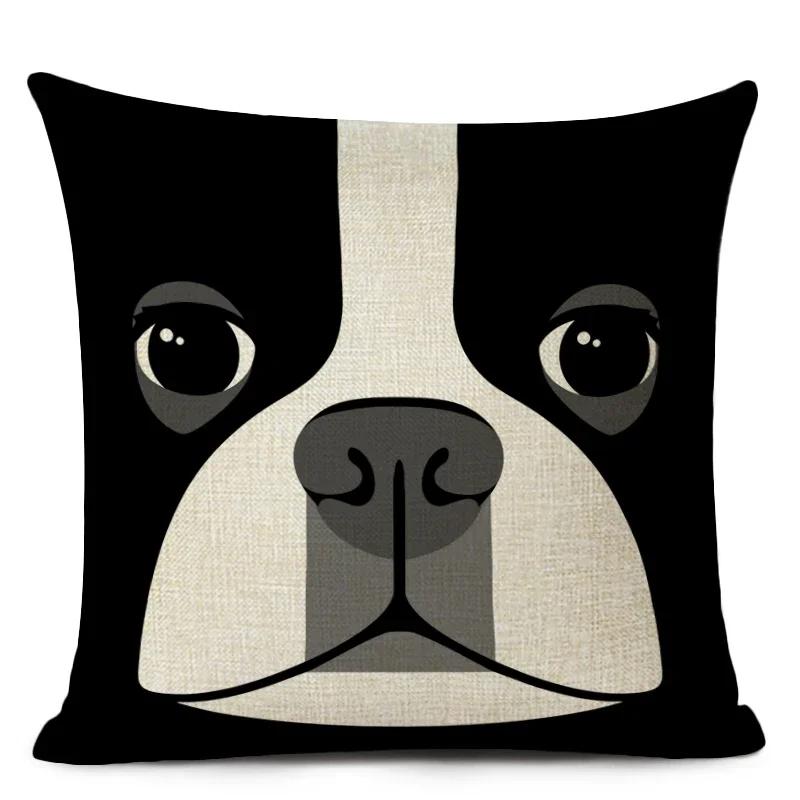 Dekoracyjna poszewka na poduszkę w stylu kreskówkowym z uroczym mopsikiem i buldogiem francuskim, drukowana poszewka na poduszkę do dekoracji domu, sofy
