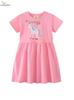 Girls' Fashionable Princess Dress with Cartoon Embroidery, Short Sleeve Formal Wear for Spring and Summer.