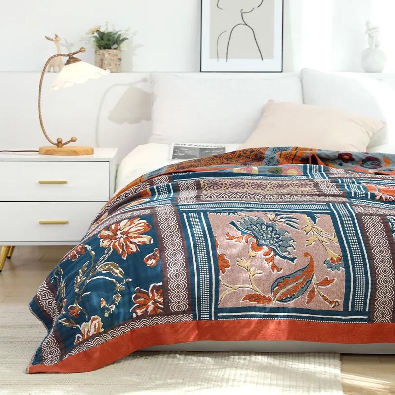 Noua pătură nordică pentru petrecerea timpului liber și cuverturi de vară, moale, cu aer condiționat, din tifon de bumbac, prosop de canapea, husă de pat boho, dimensiune King