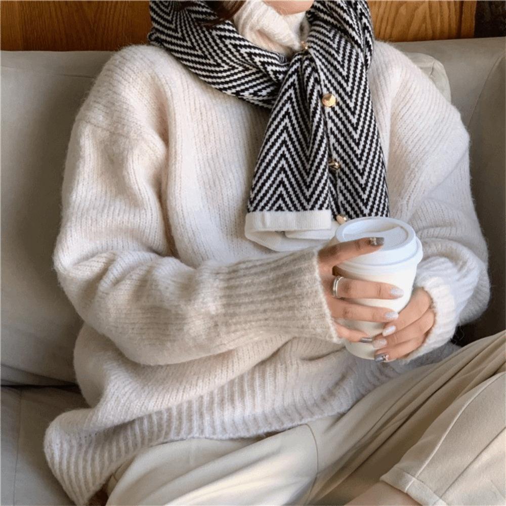 Plush Winter Cashmere Scarves Striped Long Shawl Classic Imitate Cashmere Scarf  Girl