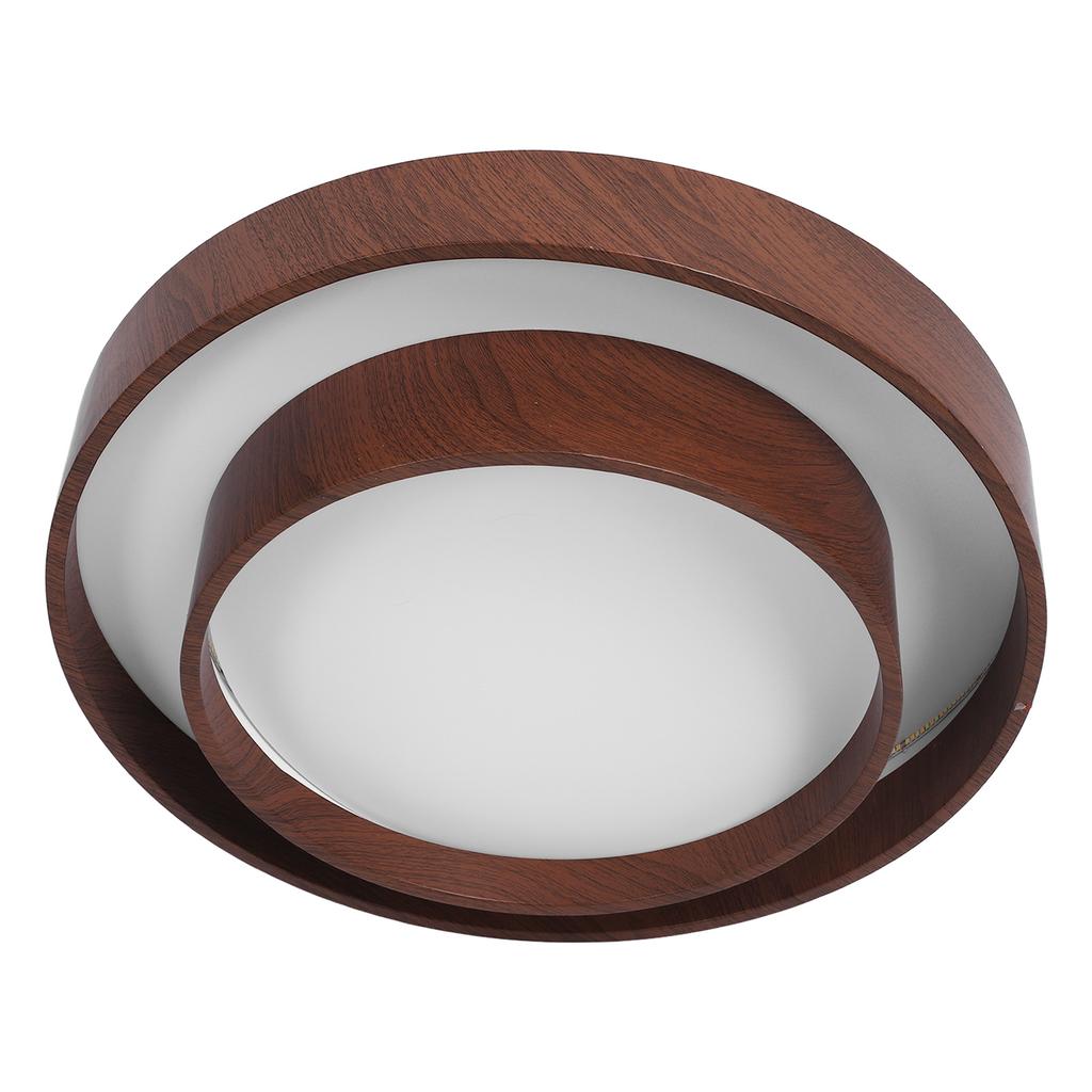 LED Ceiling Light Fixture Walnut Wood Grain Flush Mount Round Remote Control Light 3 Color