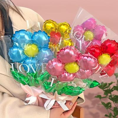 5/10/20set Small Daisy Rose Mother's Day Gift Party Decoration DIY Bouquet Balloon Valentine's Day Birthday Decoration