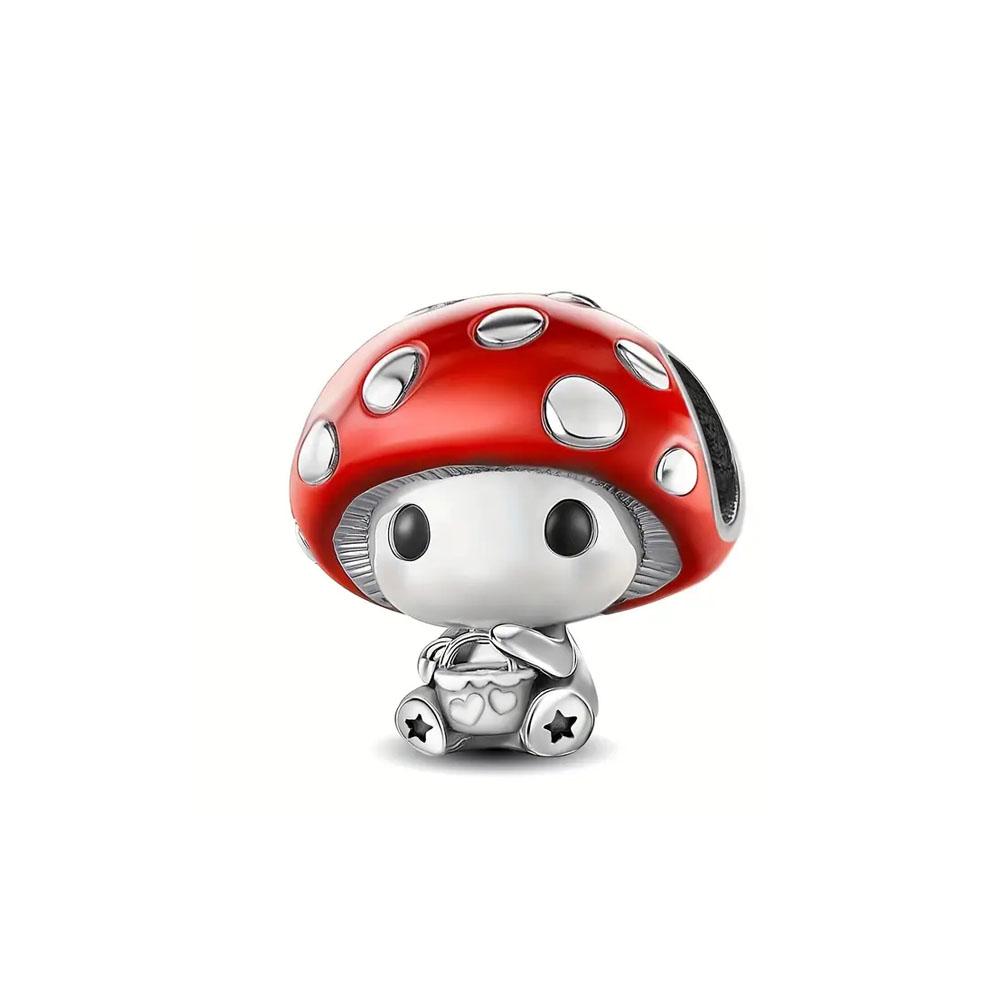 New 925 Silver, Red Strawberry, Mushroom, Car Bead Cross, Dog Pendant Original Bracelet DIY Accessories Exquisite Jewelry