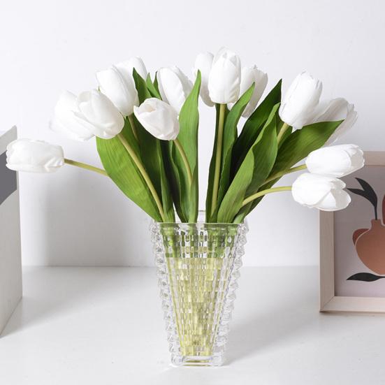 14" Umělé Tulipány Realistické na Dotek Dlouhá Stonek Umělý Tulipán pro Jaro Velikonoce Domov Kuchyně Svatba Kytice Dárky ke Dni Matek