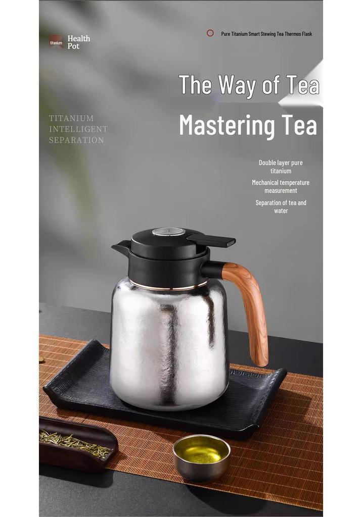 2025 Insulated Pure Titanium Stewing Teapot with Temp Display and Tea Leaf Separation - Large Capacity for Home