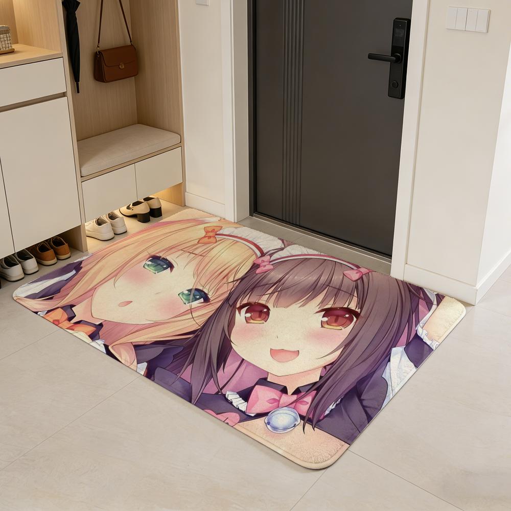 game N-Nekopara Floor Mat Flannel Door Mat Non-Slip Absorbent Washable Indoor Home Rug