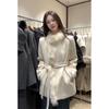 2025 Elegant Mid-Length Slimming Wool Coat with Patchwork Fur Collar