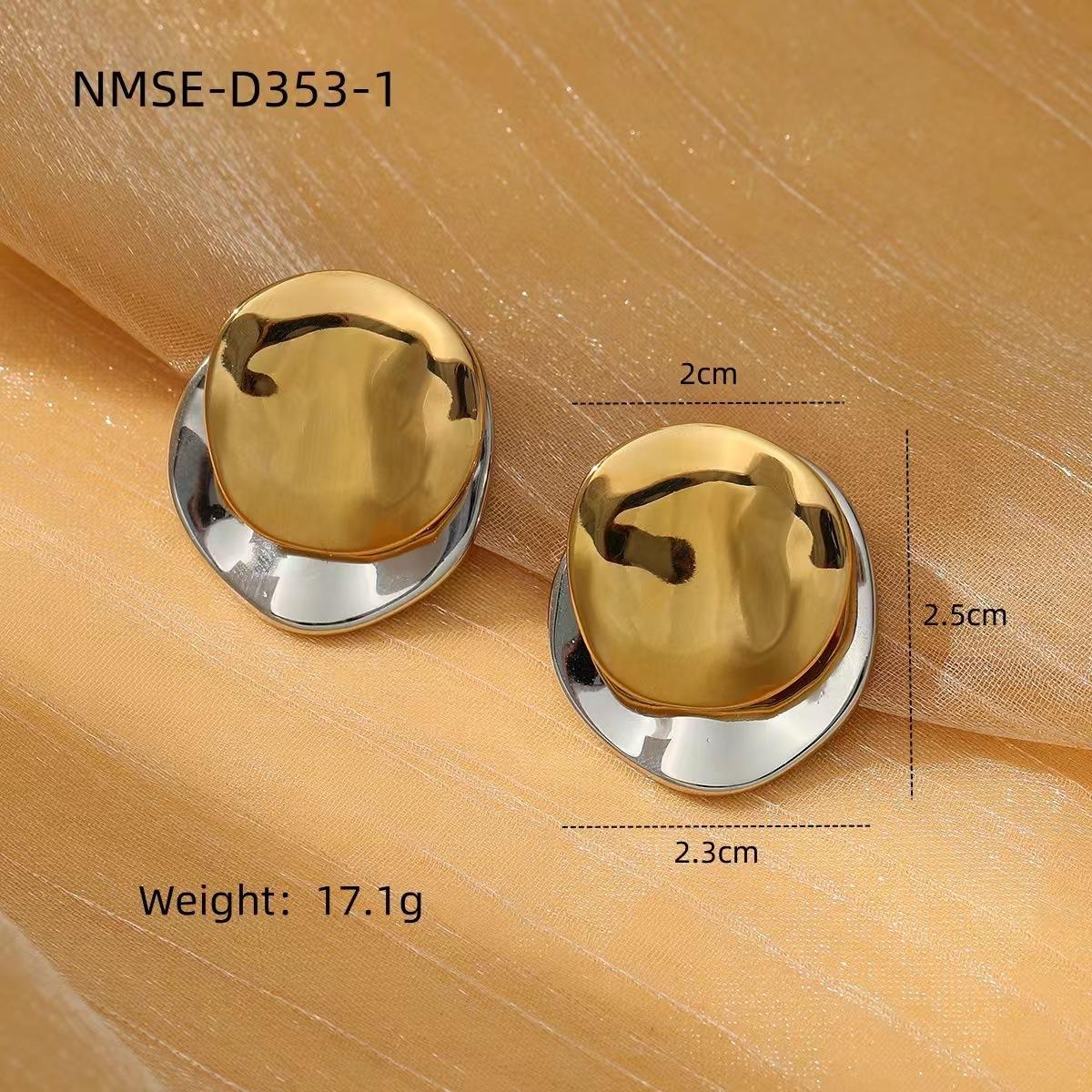 GEMCHIC Women s Stainless Steel Geometric Round Two-tone Stud Earrings Minimalist Cold Style Titanium Steel Earrings