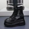 Fashion 12CM Women Breathable Platform Chimney Hollow Fashion Summer Shoes Air Mesh Genuine Leather Synthetic Mid Calf Ankle Boots