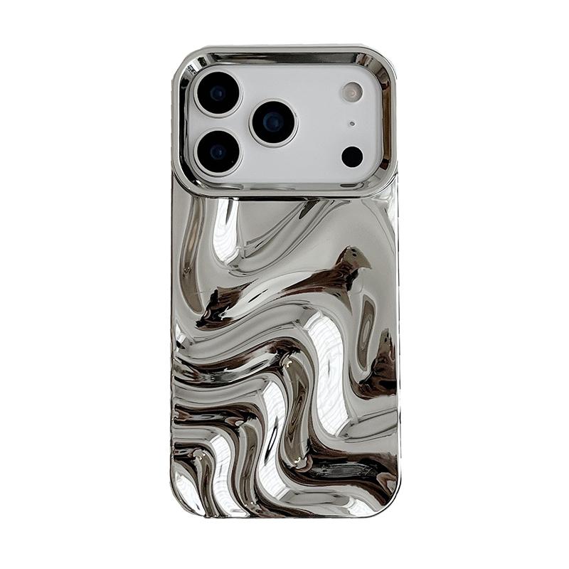 

Популярный Блестящий Серебристый 3D Складные Волны Линии Чехол Для iPhone 17 Pro Max Air 16 15 13 14 11 12 Мягкая Глянцевая ТПУ Задняя Крышка iPhone 15 Pro