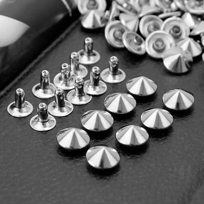100pcs Conical Rivets Cone Punk Stud for Leather Crafts DIY Accessories 6mm, 8mm, 10mm