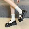 Korean Version Butterfly Decoration Small Leather Shoes Thick Bottom 2024 New Fashion Casual Mary Jane Women Shoes Summertime