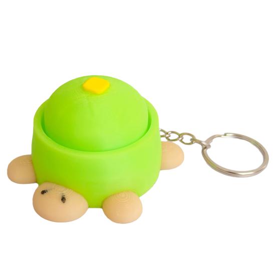 Keychain Pendant, Cartoon Turtle Design 3D Printed Food Keychain, Stress-Relief Buttons Finger-Clicking Keychain