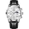 Montre-bracelet analogique étanche en cuir pour homme Simple Quartz Marron Date Jour Blanc