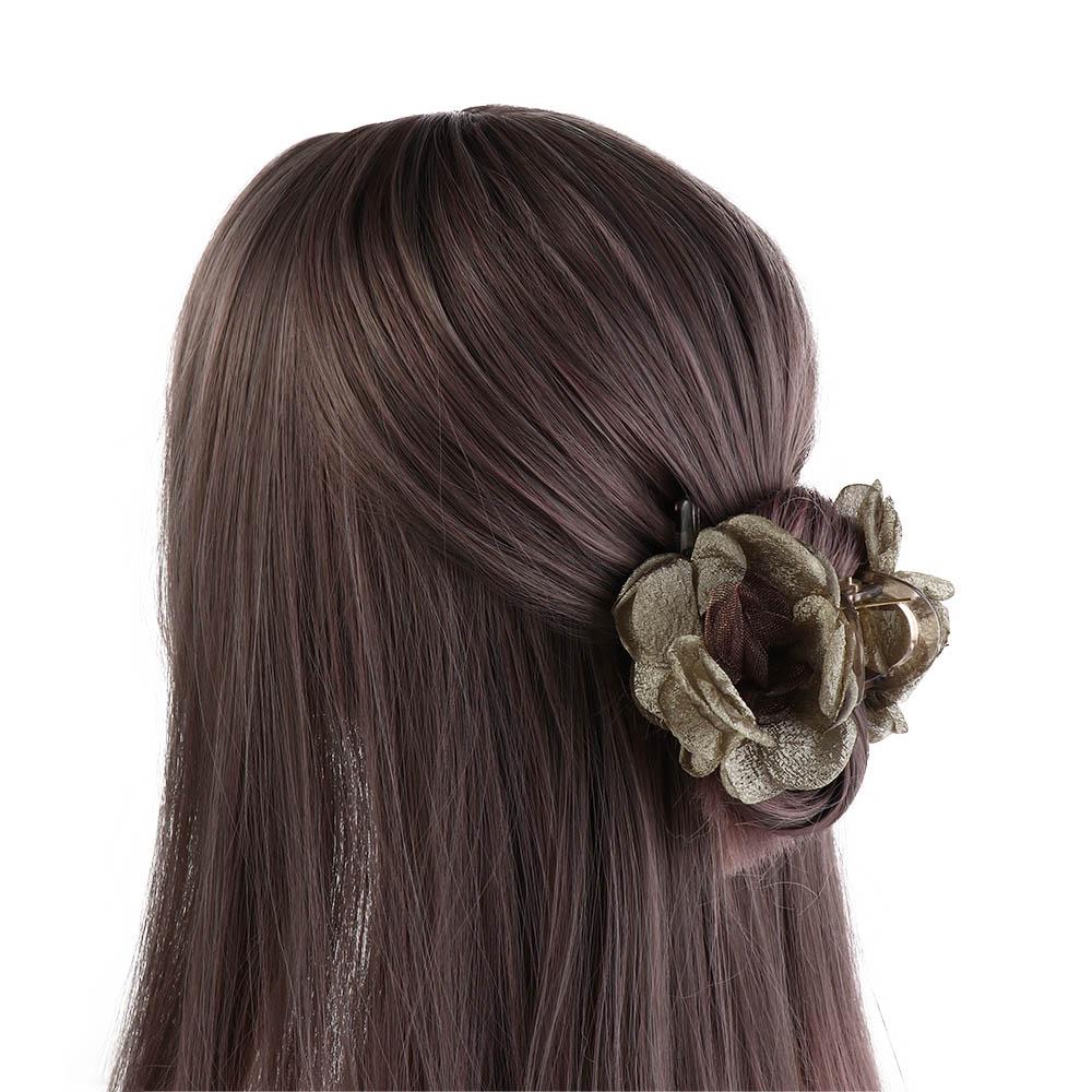 Cloth Simulation Flower Hair Claw Mesh Flower Claw Clip Fashion Rose Shark Clip Summer