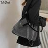 Luxusní taška s drahokamu Bucket Tote Bag Dámská móda Nákupní taška přes rameno s velkou kapacitou