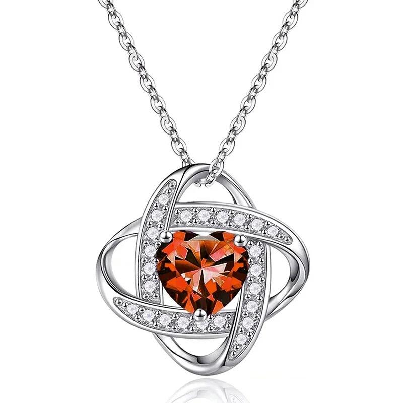 Blue Heart Crystal Pendant Necklace for Women, Interwoven Star Design Necklace, Romantic Sparkling Jewelry Gift