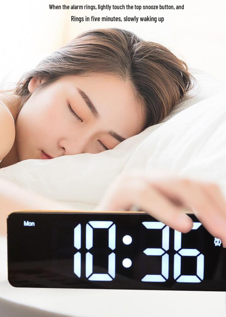 Rechargeable LED Digital Alarm Clock with Temperature Display and Snooze Function - Wall or Bedside Use.