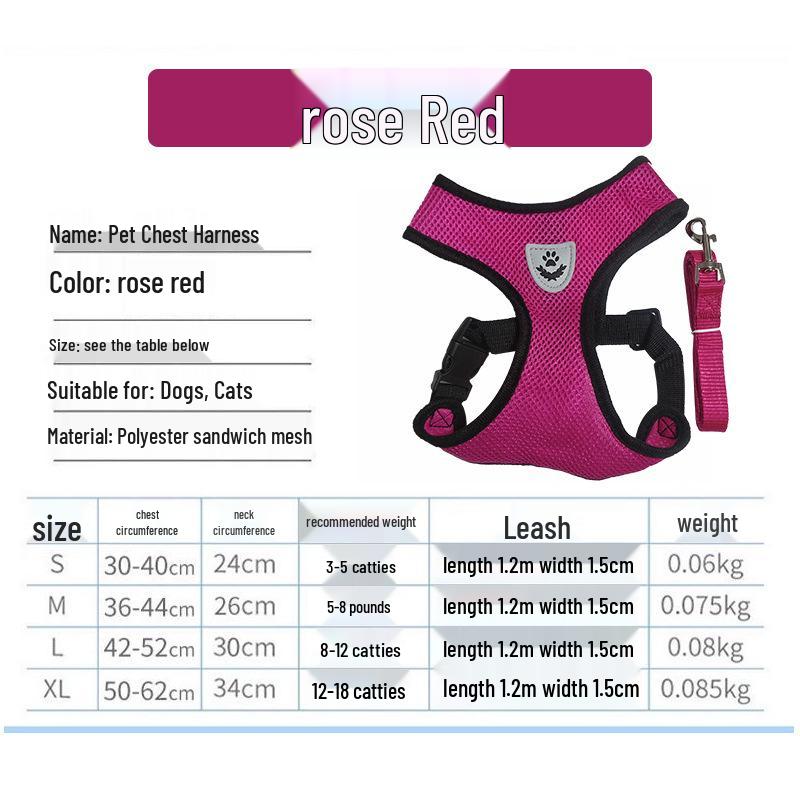 Reflective Breathable Anti-Escape Harness & Leash for Small/Medium Dogs