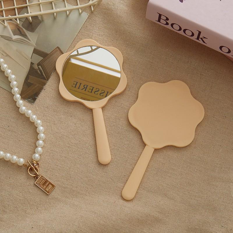 Creative Classic Floral Handheld Makeup Mirror - Portable Mini Touch-up Mirror with Handle