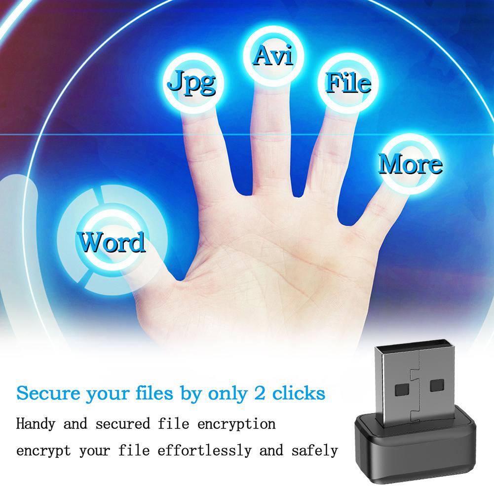 USB Fingerprint Key Reader FIDO U2F Portable Security Key Windows Hello Anti-Spoofing Mini Fingerprint Reader 360° Touch for PC
