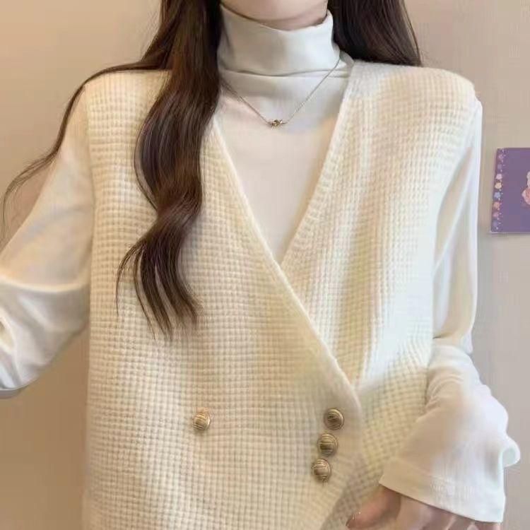 Women's Knitted Vest Gilet Spring Loose Lazy Style Women's Sweater Cardigan Outerwear Top
