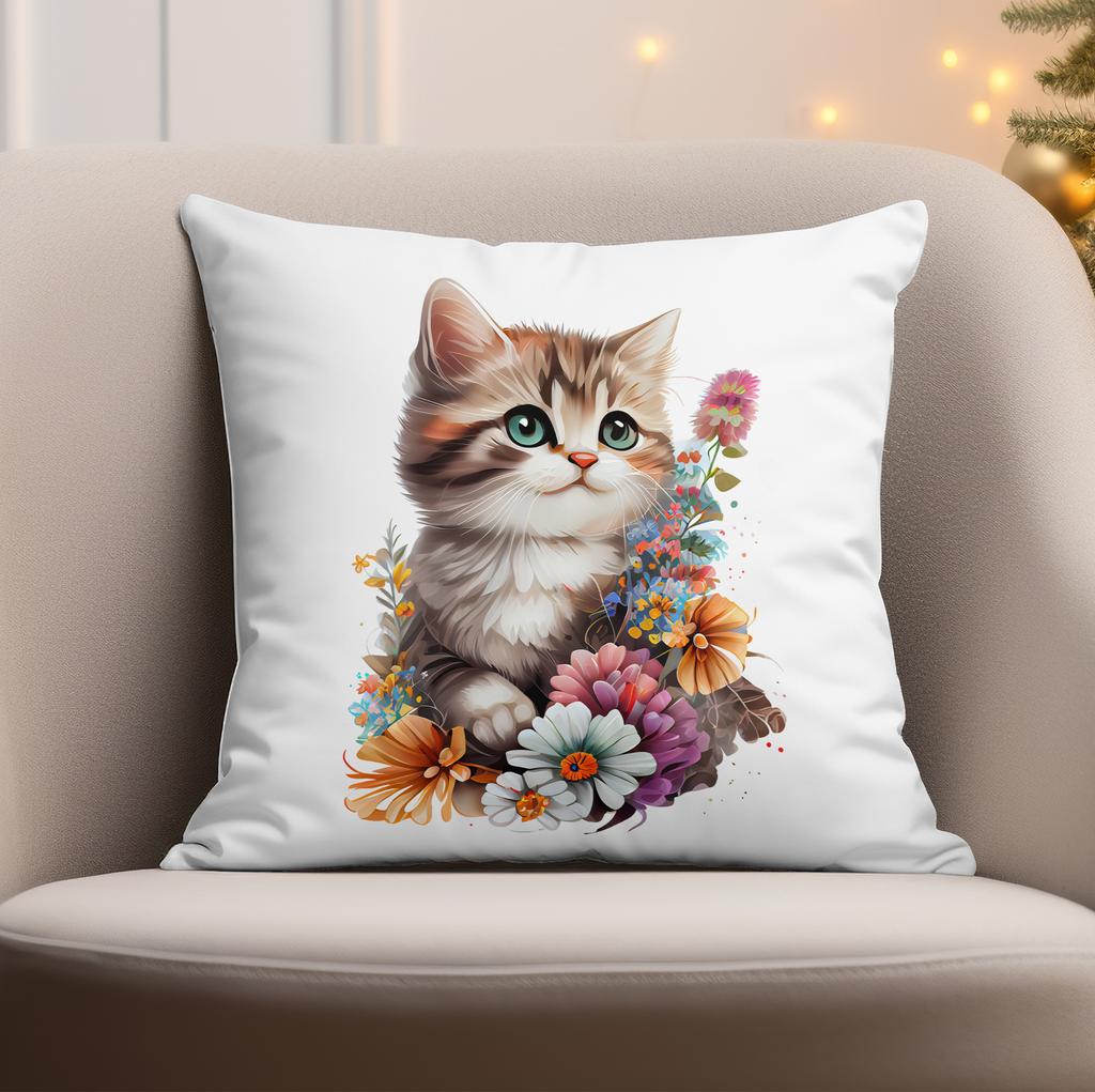 Cute Kitten Printed Watercolor Pillowcase Home Living Room Sofa Cushion Pillowcase