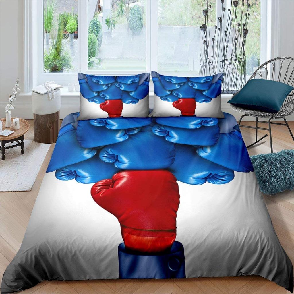 Boxing Gloves Duvet Cover Collection King Queen Full Size Polyester Comforter Cover For Kids Boys Girls Bedding Collection With Pillowcase