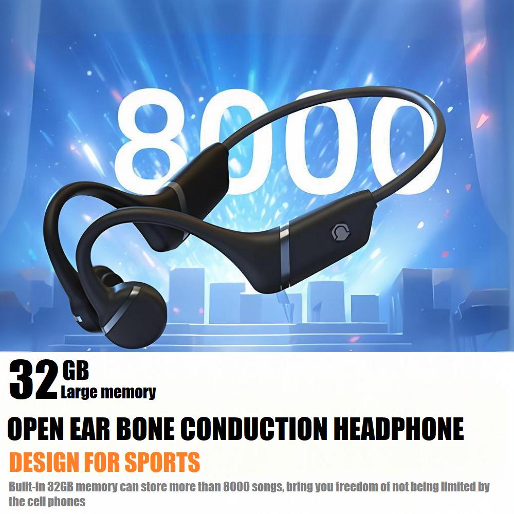 32GB Waterproof Bone Conduction Wireless Sports Headphones