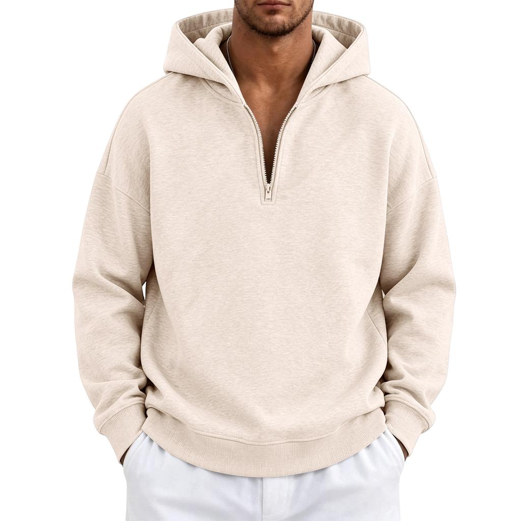 Felpa con cappuccio e zip da uomo, vestibilità larga, pullover con cappuccio, abbigliamento sportivo leggero per primavera, autunno, streetwear