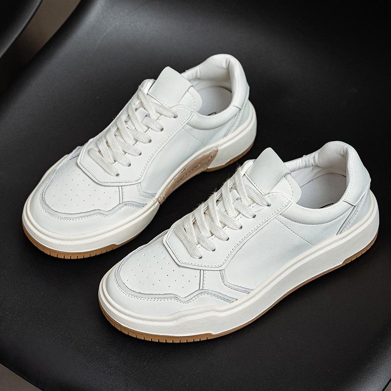 Cowhide women's board shoes 2025 autumn new thick soled leather casual shoes women's versatile white shoes women's shoes
