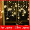 3.5M Christmas Lights LED Fairy String Lights Snowflake Curtain Garland Waterproof For Holiday Party Xmas Decoration