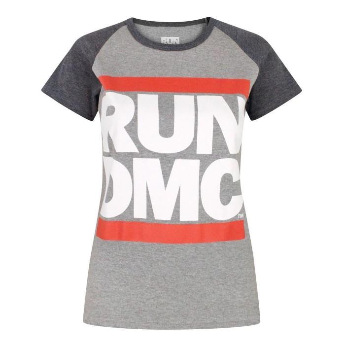 T-shirt raglan con logo Run DMC da donna/donna