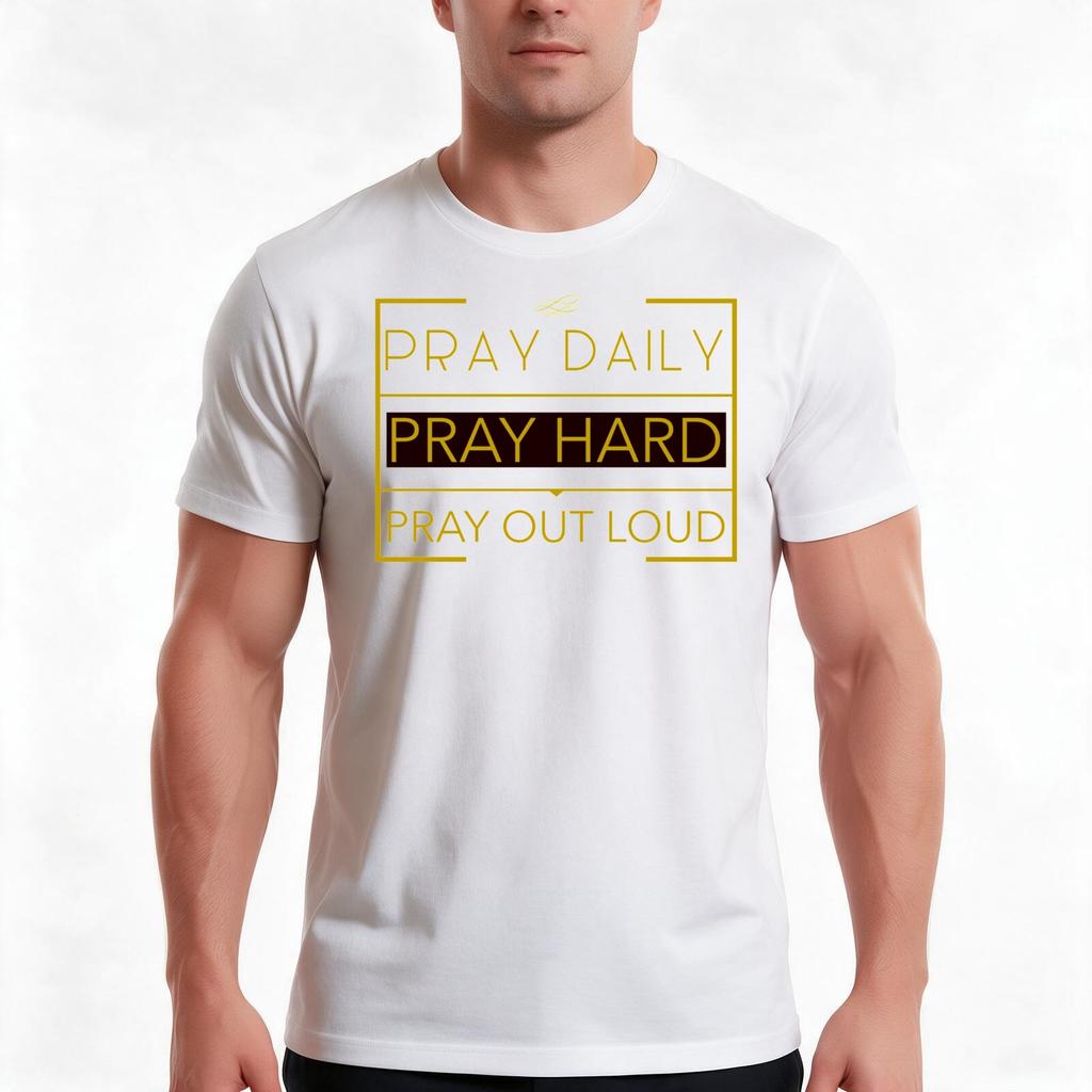 Pray Daily Pray Hard Pray Out Loud Tshirt Summer Casual Cotton Tee Oversized Streetwear Tops Vintage Graphic Print