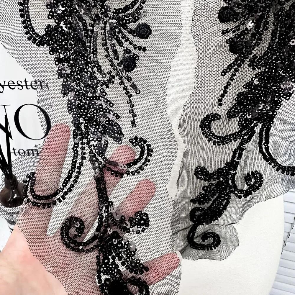 1 Paar Perlen Pailletten Spitze Stickerei Stoff Aufkleber Hochzeitskleid Kleidung Nähen Applikation Blume Kleid Zubehör DIY
