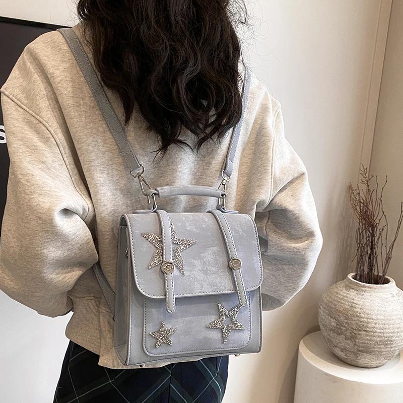 Solid zipper inner bag for women Flap PU backpacks internal compartment high-quality bags fashion