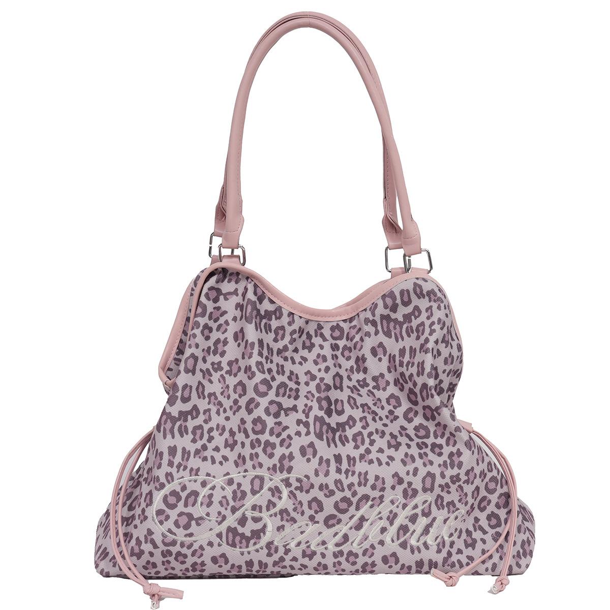 

Korean-style leopard print polka dot handbag for women2026New large-capacity embroidered drawstring canvas tote bag for commutin рожевий