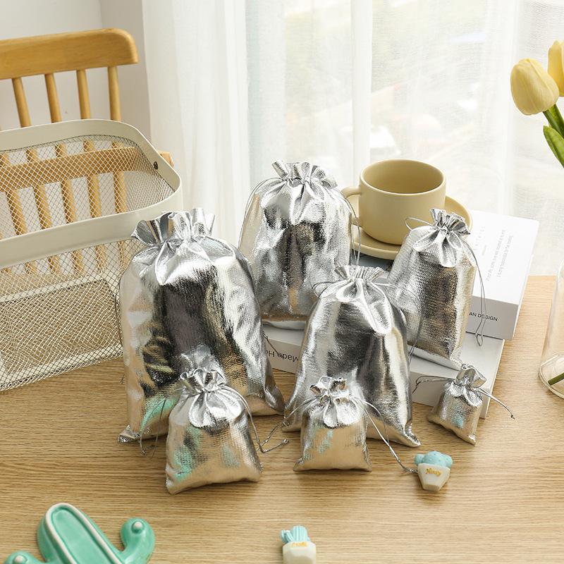 

Gold & Silver Jewelry Packaging Cloth Bag with Dustproof Drawstring - In Stock