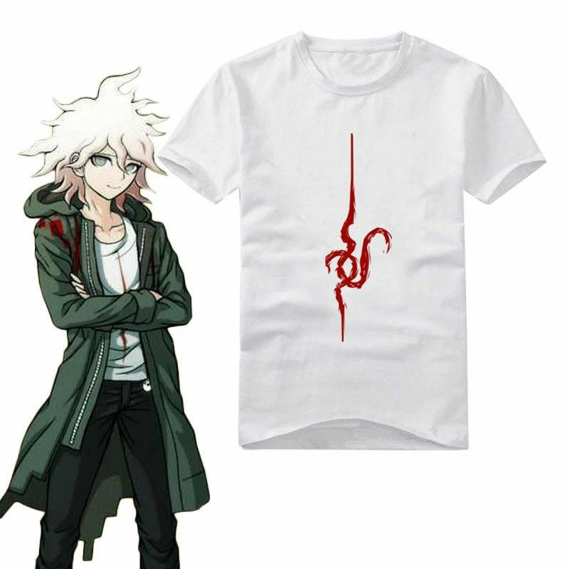Anime Danganronpa Nagito Komaeda T shirt Cotton Print T-Shirt Cosplay Tops Tees L