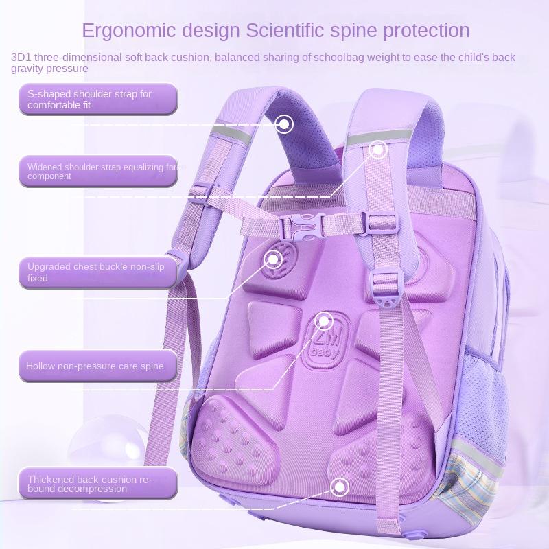 Fashion School Bags for Girls Pink Purple Plaid Bookbag Waterproof School Backpack Kids Gift Cute Shoulder Bag Student Schoolbag