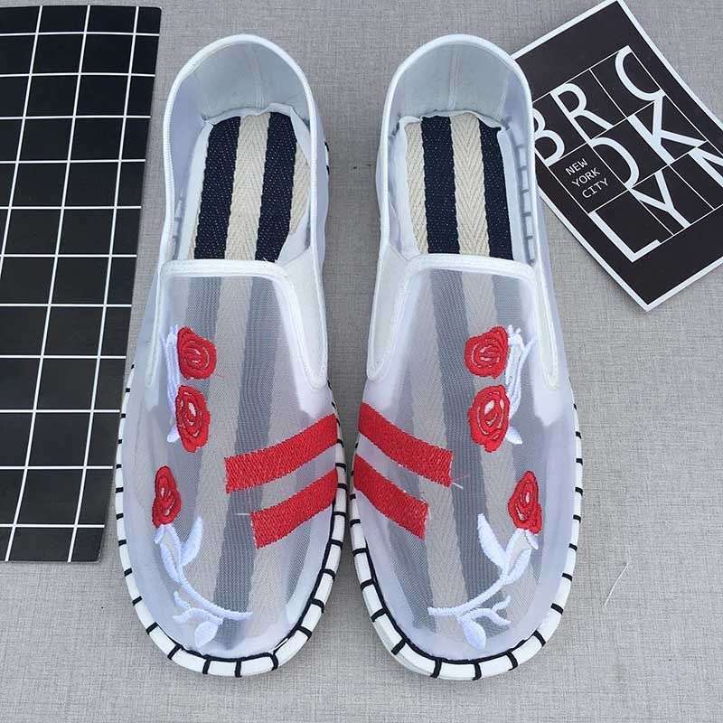 Old North Handmade Cloth Shoes Social People Hollow Mesh Shoes Air Conditioning Shoes Lazy Pervert Embroidery Face Mesh Sandals