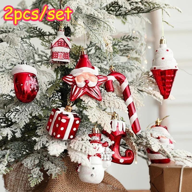 2pcs/set Christmas Tree Hanging Ornament Red White Candy Cane Pendant Navidad Home Xmas Gifts New Year Christmas Decor 2026