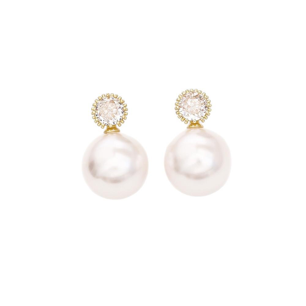 Zircon Pearl Stud Earrings: High-End Fashion, Versatile Silver Needles in Sweet, Popular Celebrity Style