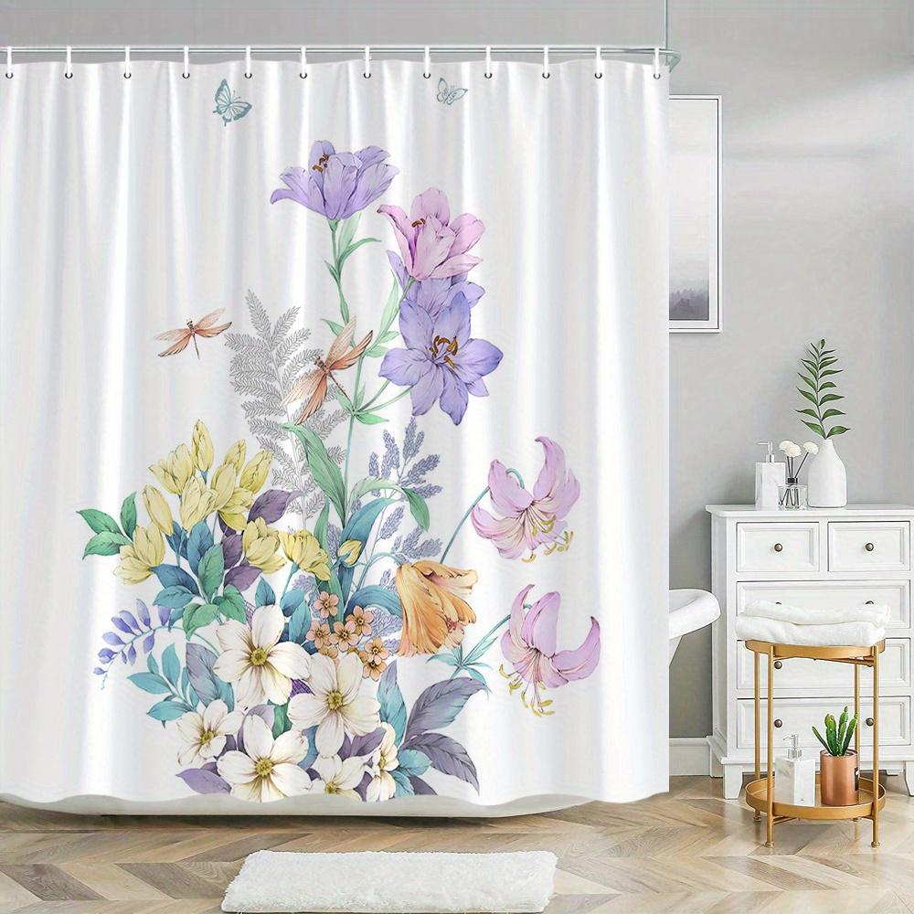 

1 Piece Of Exquisite Floral Digital Watercolor Shower Curtain, Polyester Fabric, Machine Washable, Suitable For Bathroom W60H190(CM)-1 Pcs