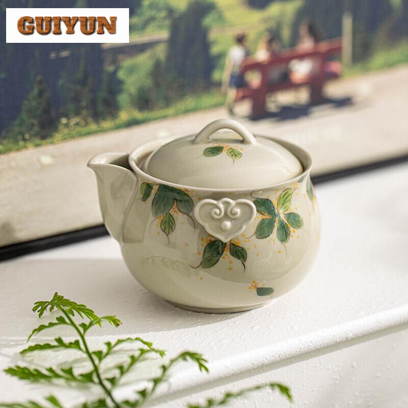 Hand-painted Osmanthus Travel Tea Set Boutique Hand Grasp Pot Tea Set Kit Antique 1 Pot 2 Cups Tea Maker Tote Bag Ornament Gifts