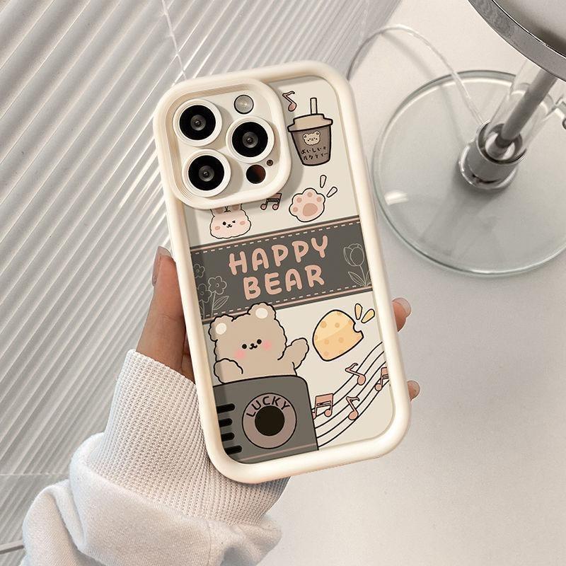 Happy Bear mobile phone case is suitable for Apple 14promax men's and women's iPhone15/13 matte skin feel 11/12pm