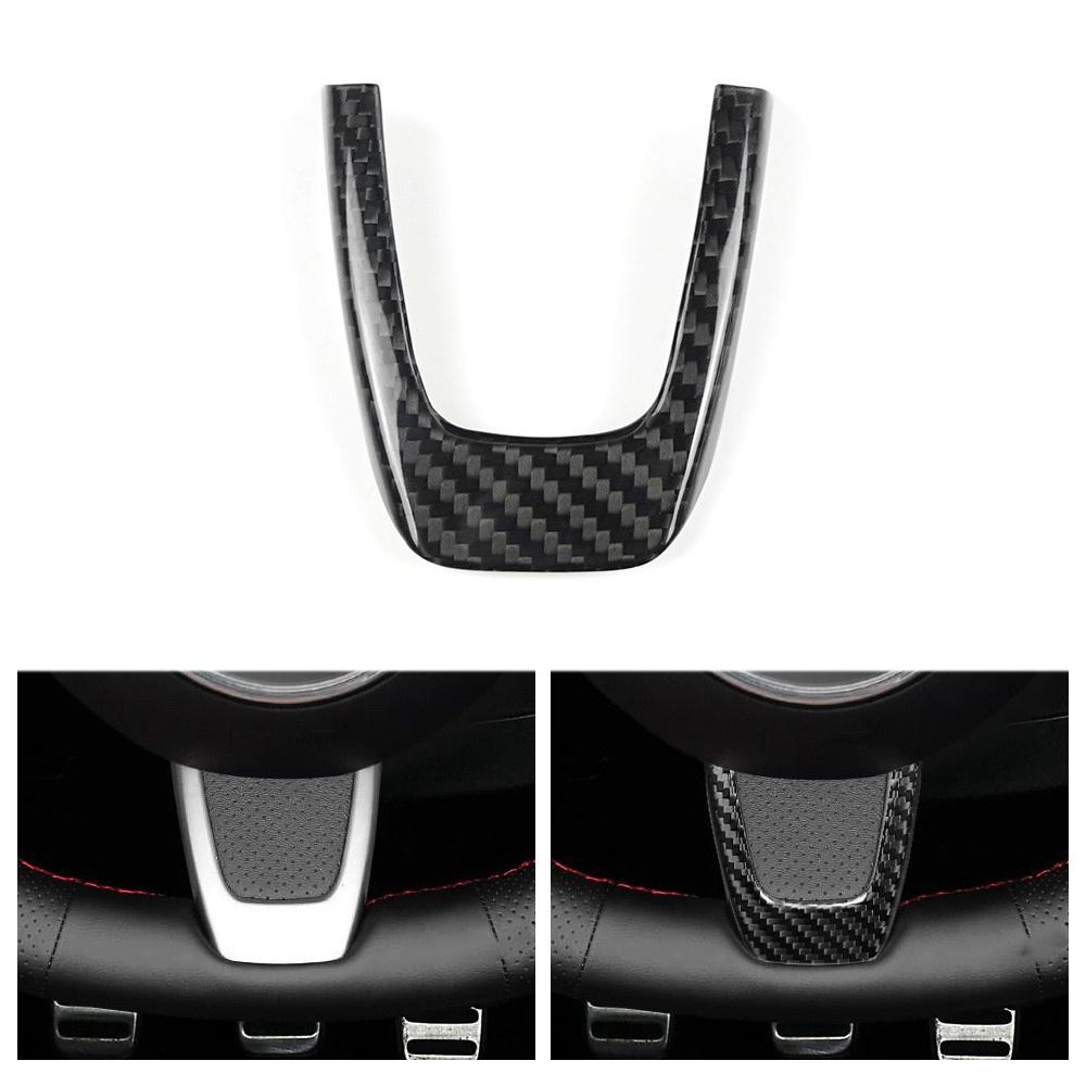 Carbon Fiber Steering Wheel Center Cover U Type Trim For Fiat 500 2012-15 Black
